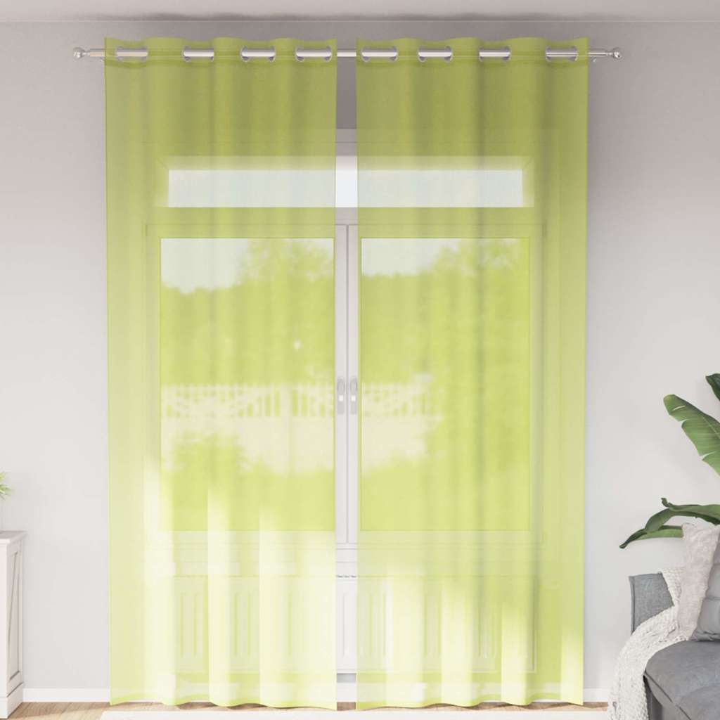 2 db almazöld fátyolfüggönyök rojtokkal 140x300 cm