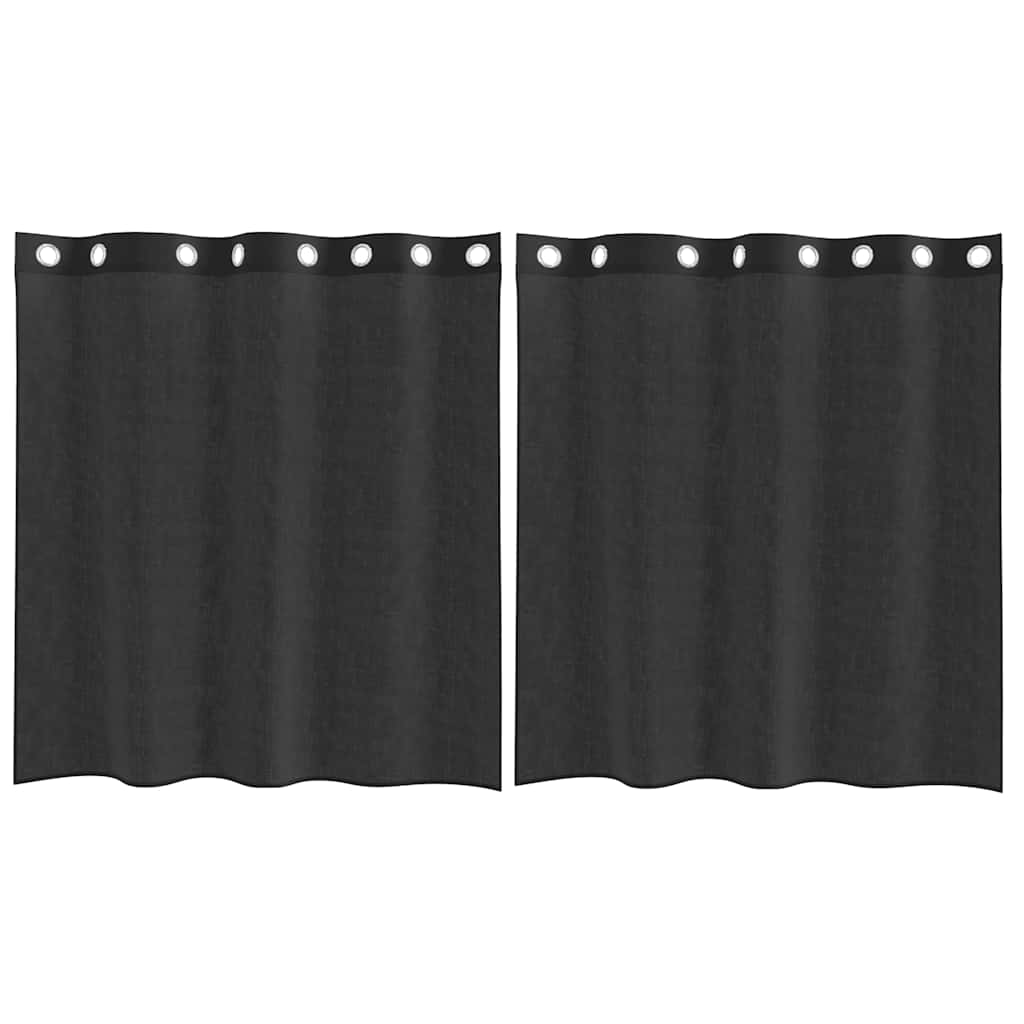2 db fekete fátyolfüggönyök rojtokkal 140x140 cm