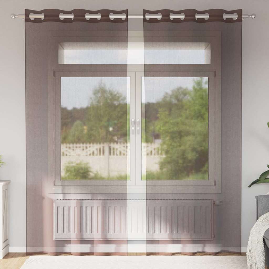 2 db barna fátyolfüggönyök rojtokkal 140x245 cm