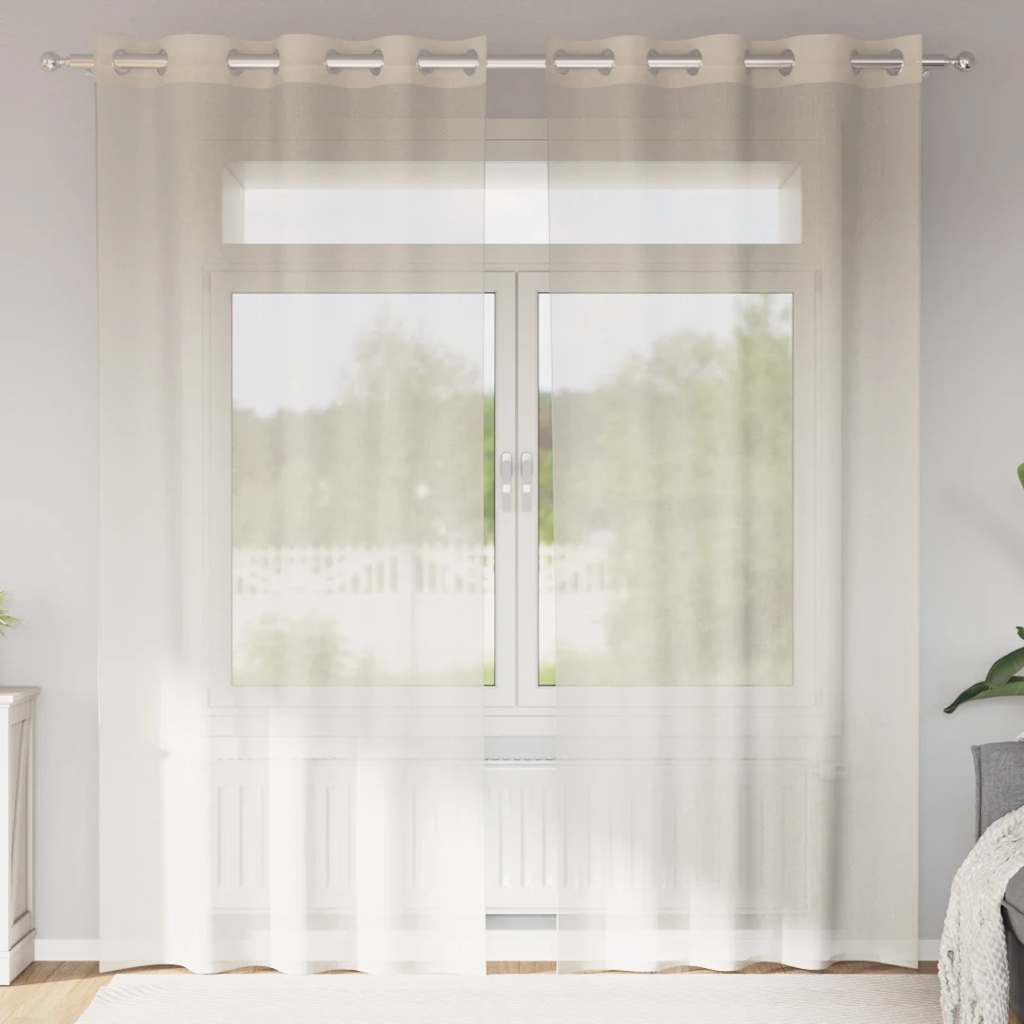 2 db krémszínű fátyolfüggönyök rojtokkal 140x245 cm