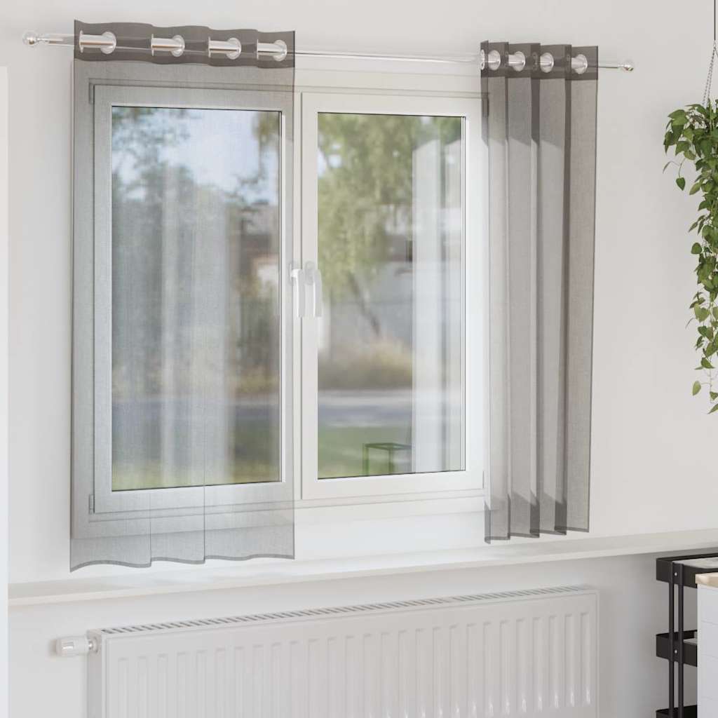 2 db sötétszürke fátyolfüggönyök rojtokkal 140x140 cm
