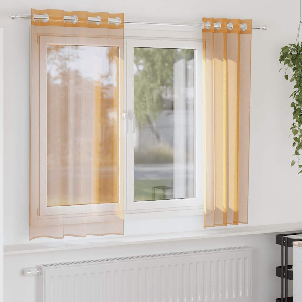 2 db narancssárga fátyolfüggönyök rojtokkal 140x140 cm
