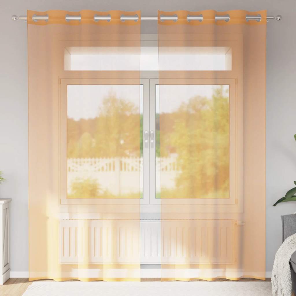 2 db narancssárga fátyolfüggönyök rojtokkal 140x225 cm
