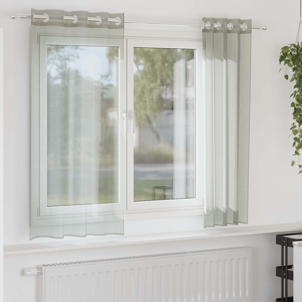 2 db világosszürke fátyolfüggönyök rojtokkal 140x140 cm