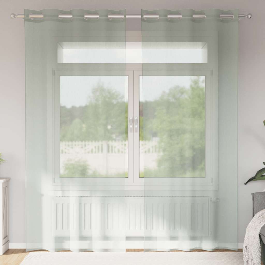 2 db világosszürke fátyolfüggönyök rojtokkal 140x225 cm