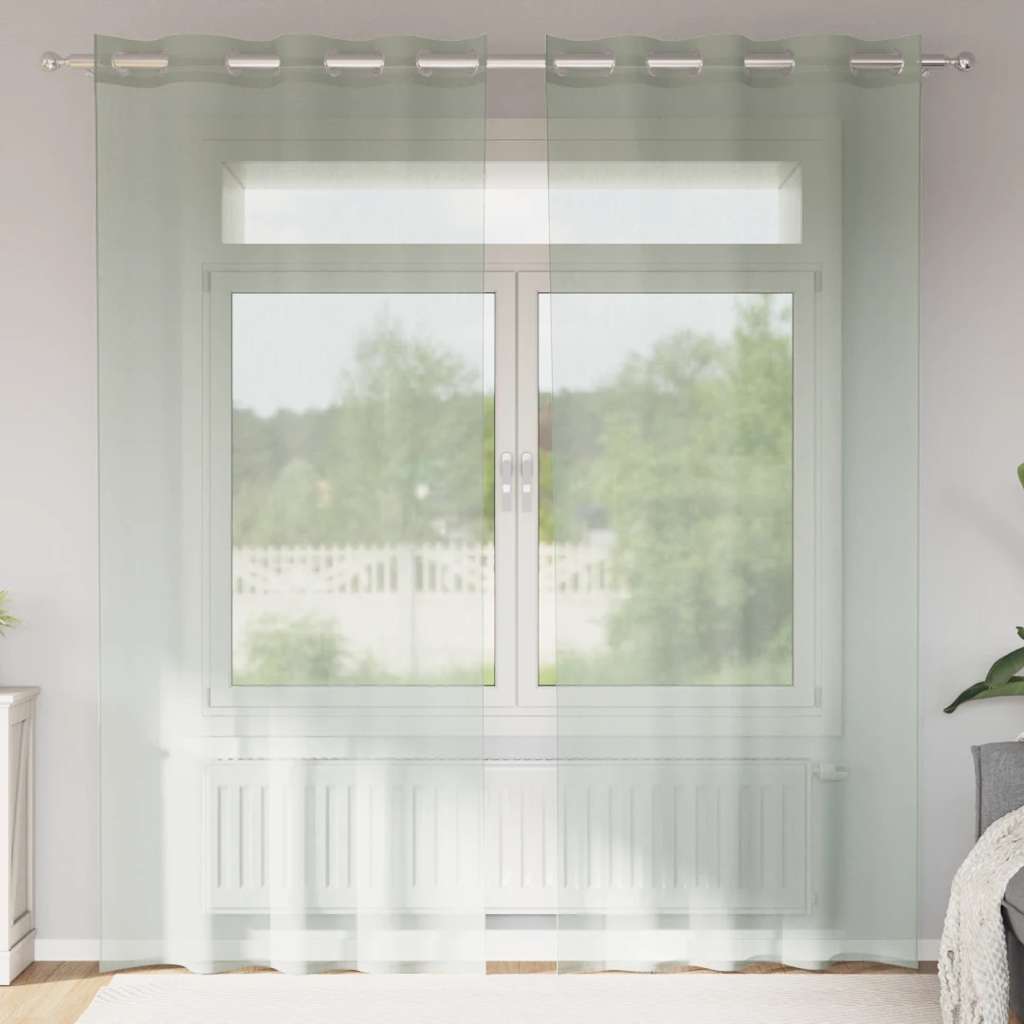 2 db világosszürke fátyolfüggönyök rojtokkal 140x245 cm