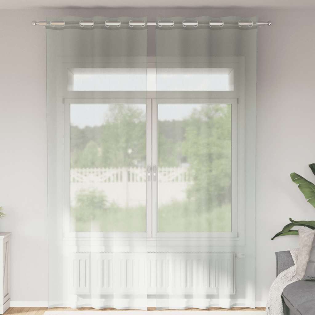 2 db világosszürke fátyolfüggönyök rojtokkal 140x260 cm