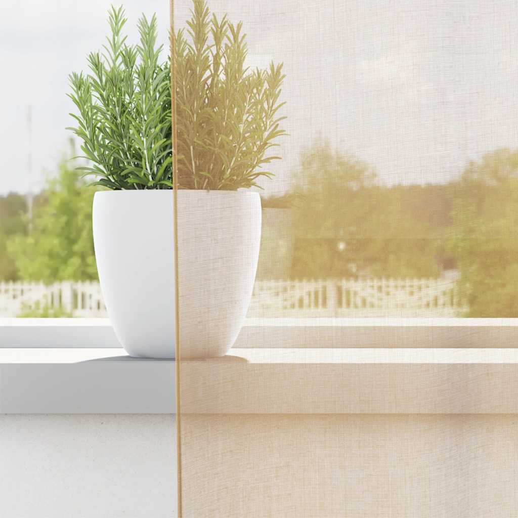 2 db homokszínű fátyolfüggönyök rojtokkal