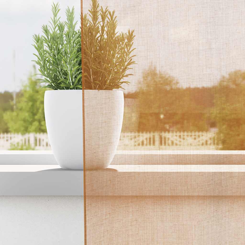 2 db terrakotta színű voile fátyolfüggönyök rojtokkal