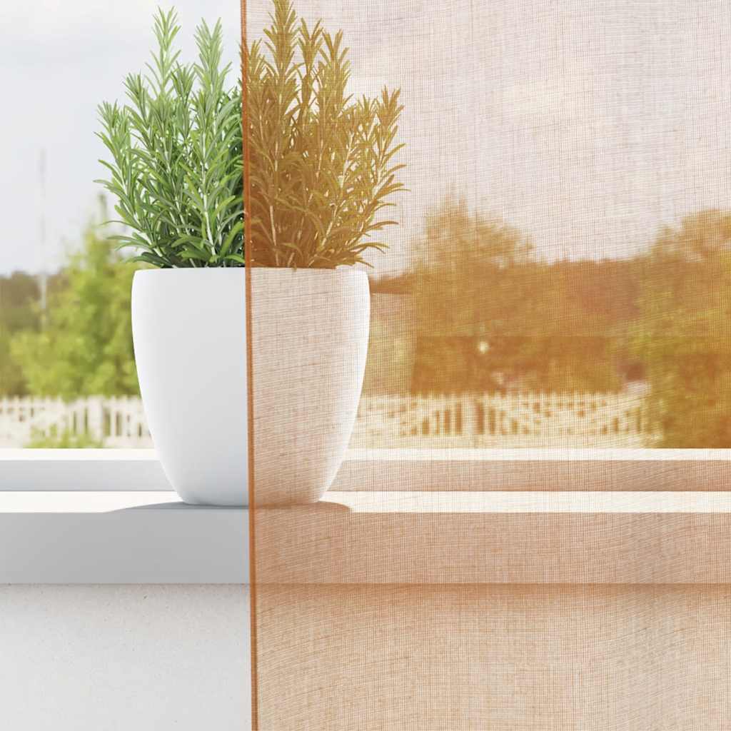 2 db terrakotta színű voile fátyolfüggönyök rojtokkal