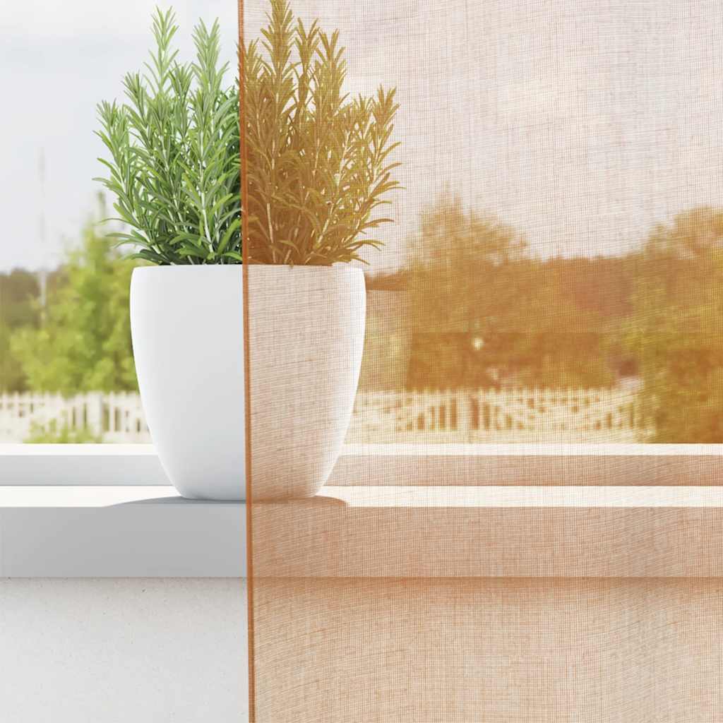 2 db terrakotta színű voile fátyolfüggönyök rojtokkal