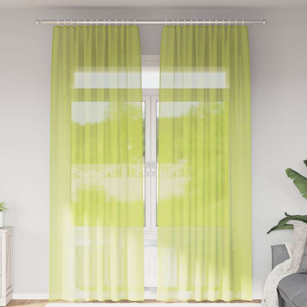 2 db almazöld fátyolfüggönyök rúd zsebekkel 140x260 cm