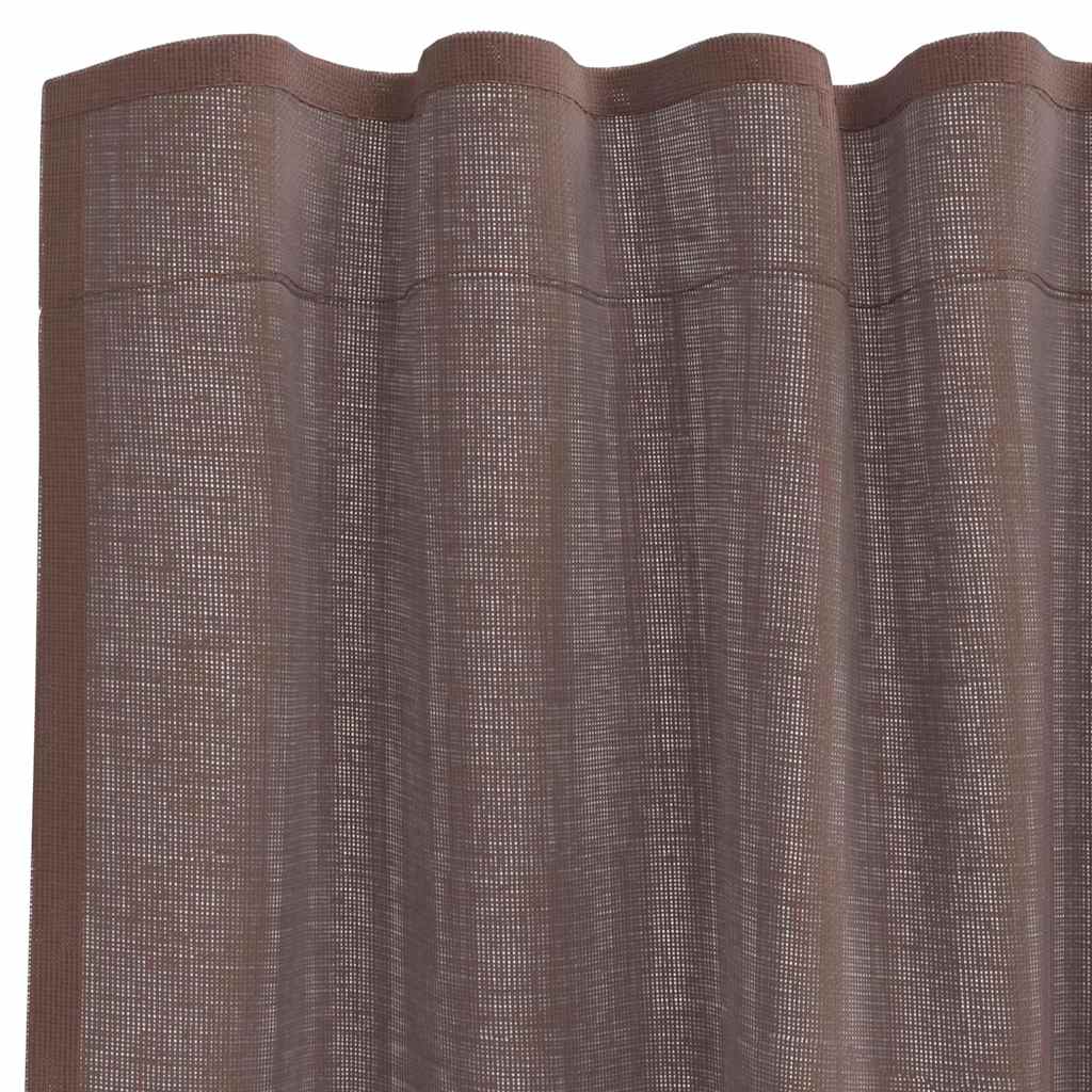 2 db barna voile függönyök rúd zsebekkel