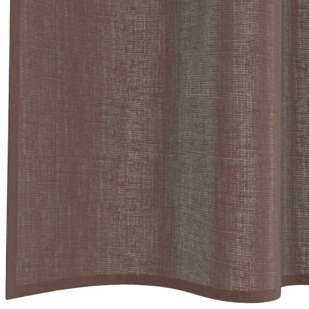 2 db barna voile függönyök rúd zsebekkel