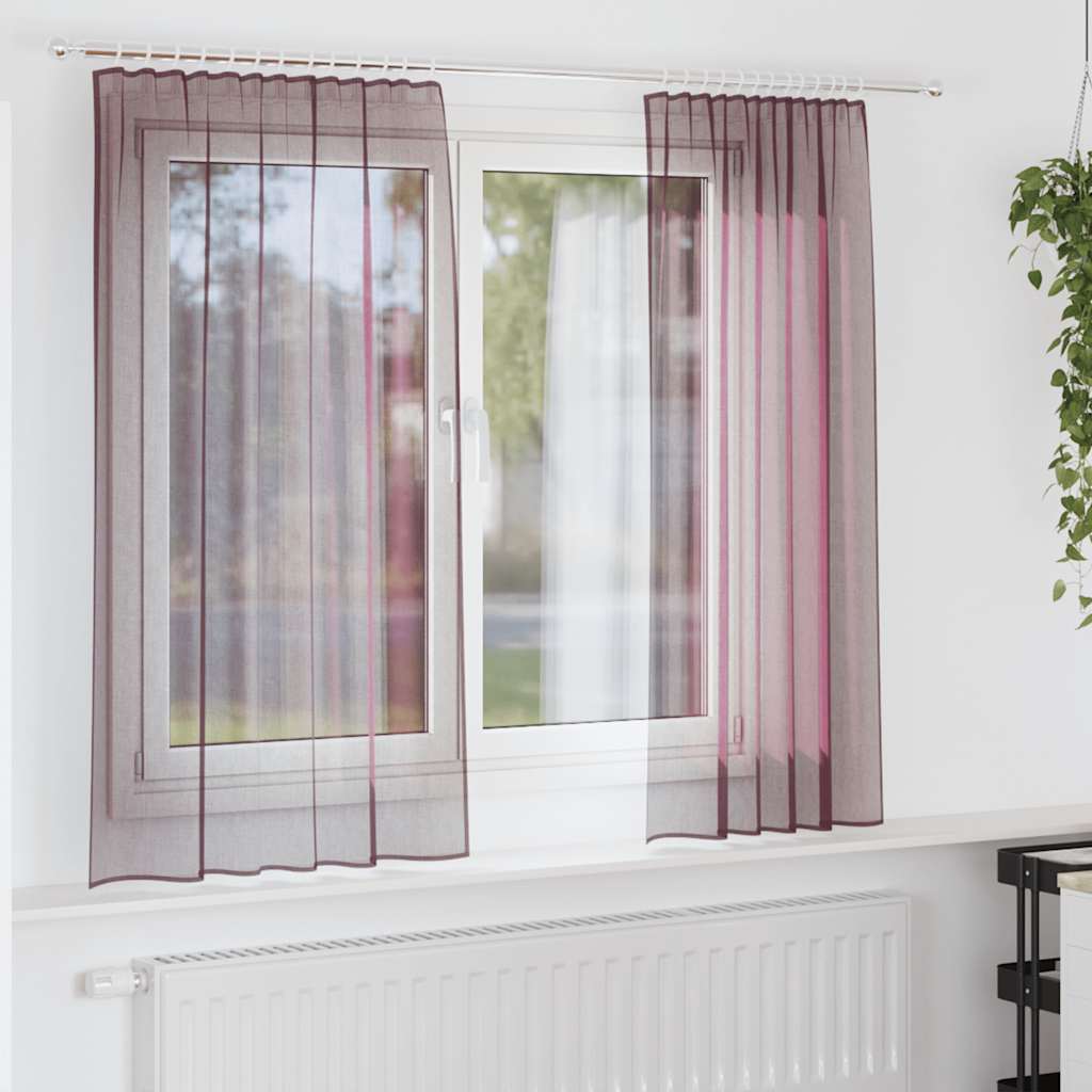 2 db lila voile függönyök rúd zsebekkel