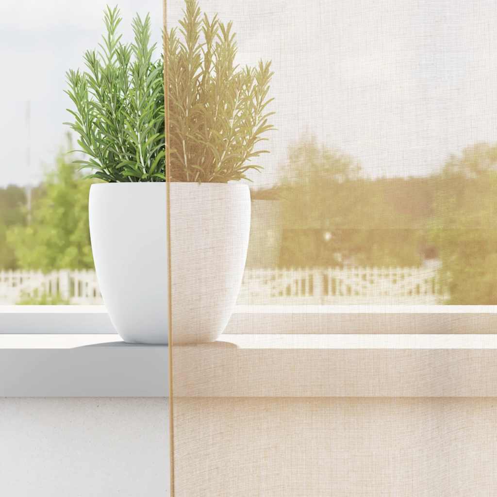 2 db homokszínű voile függönyök rúd zsebekkel