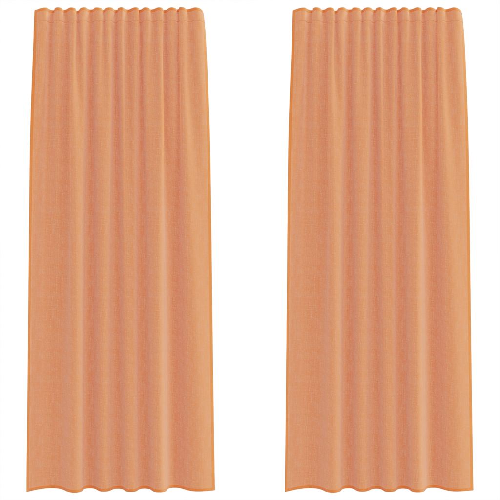 2 db terrakotta voile függönyök rúd zsebekkel