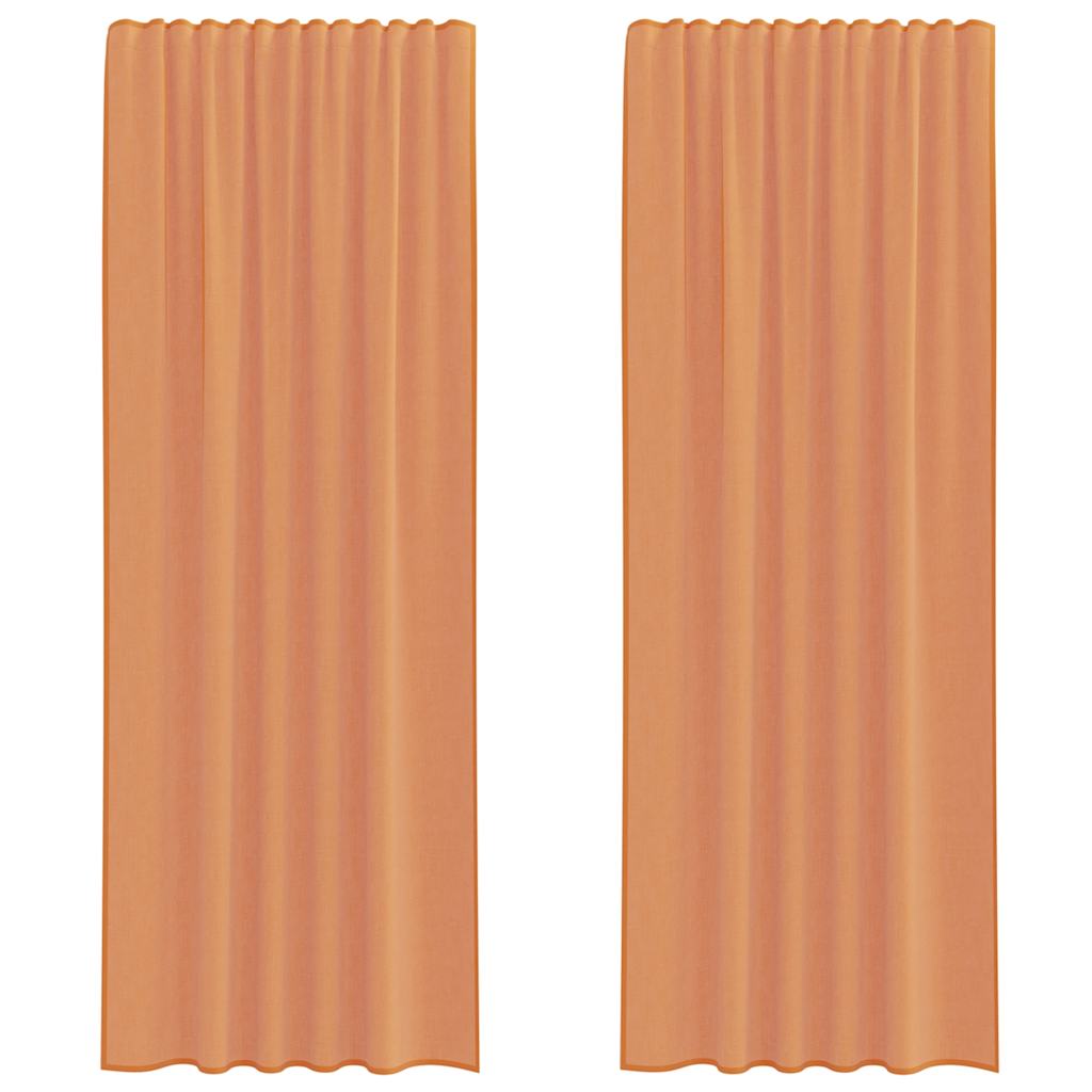 2 db terrakotta voile függönyök rúd zsebekkel