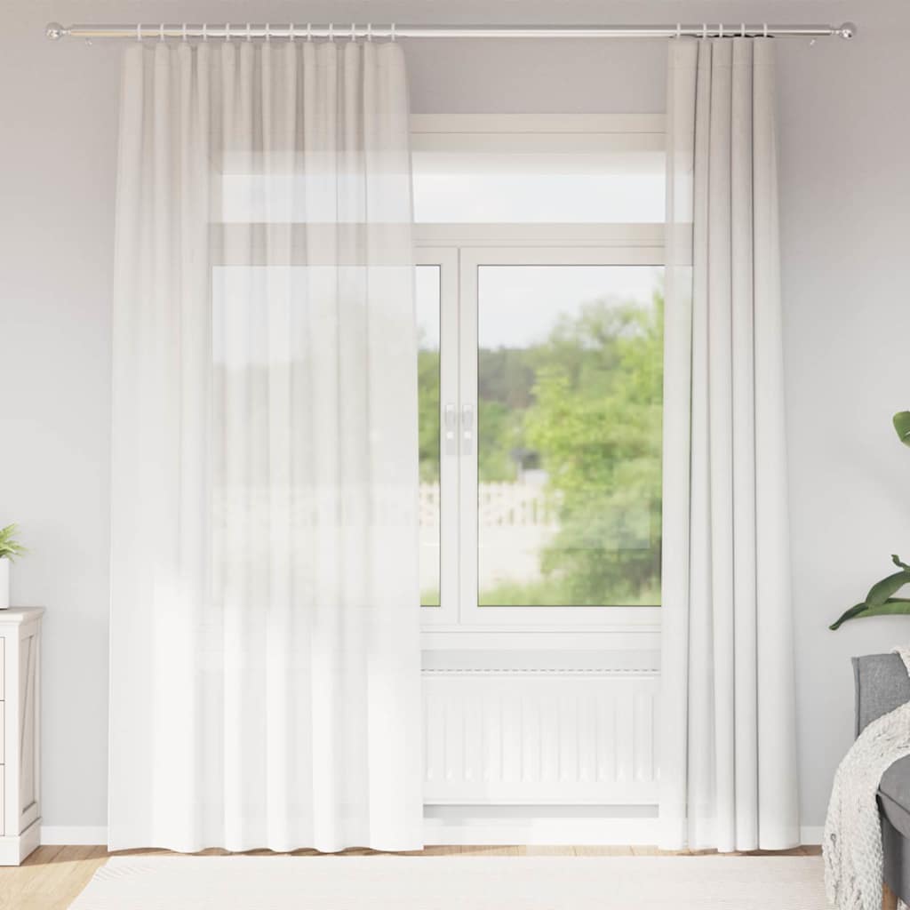 2 db fehér voile függönyök rúd zsebekkel