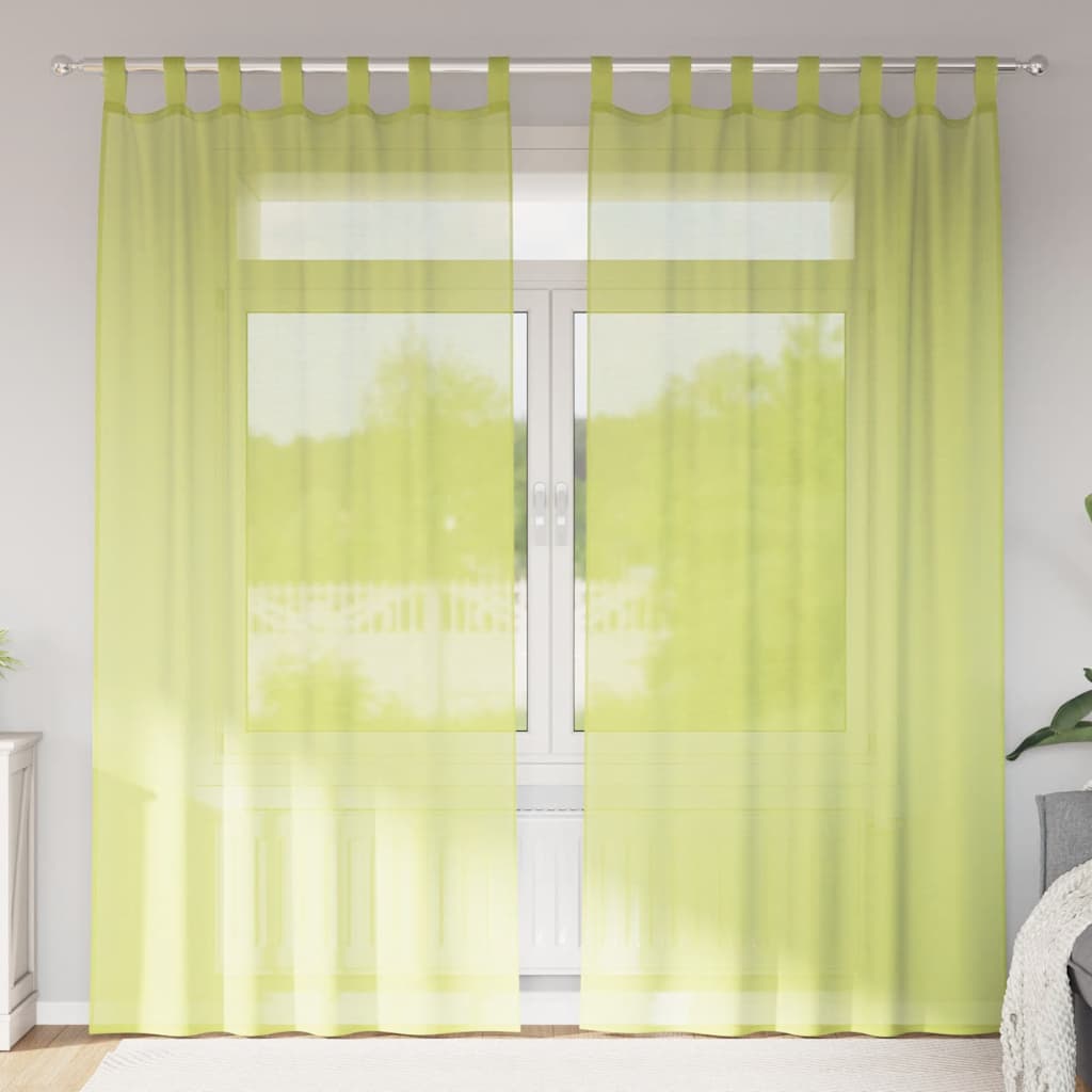 2 db almazöld fátyolfüggönyök fülecske tetejével 140x260 cm