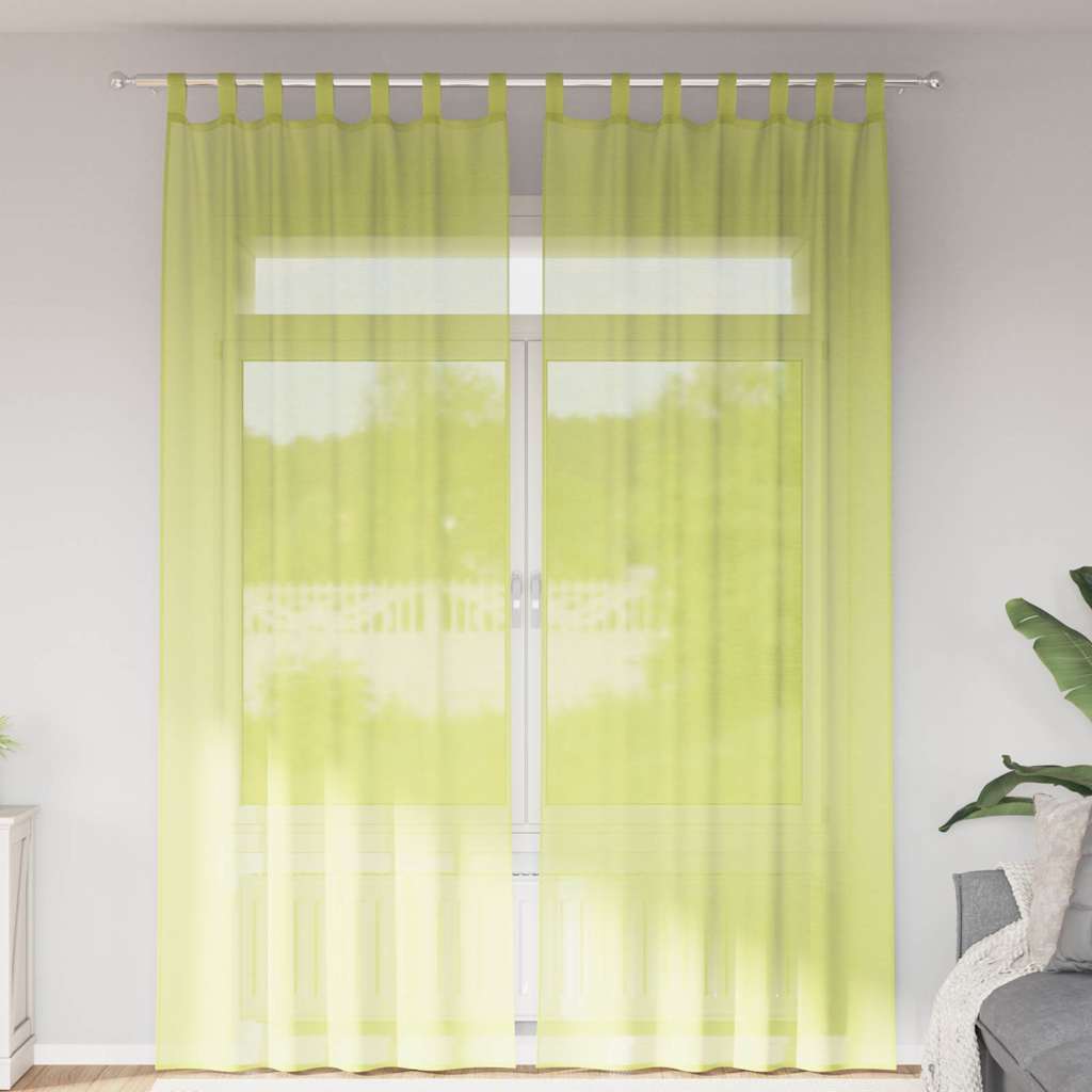 2 db almazöld fátyolfüggönyök fülecske tetejével 140x260 cm