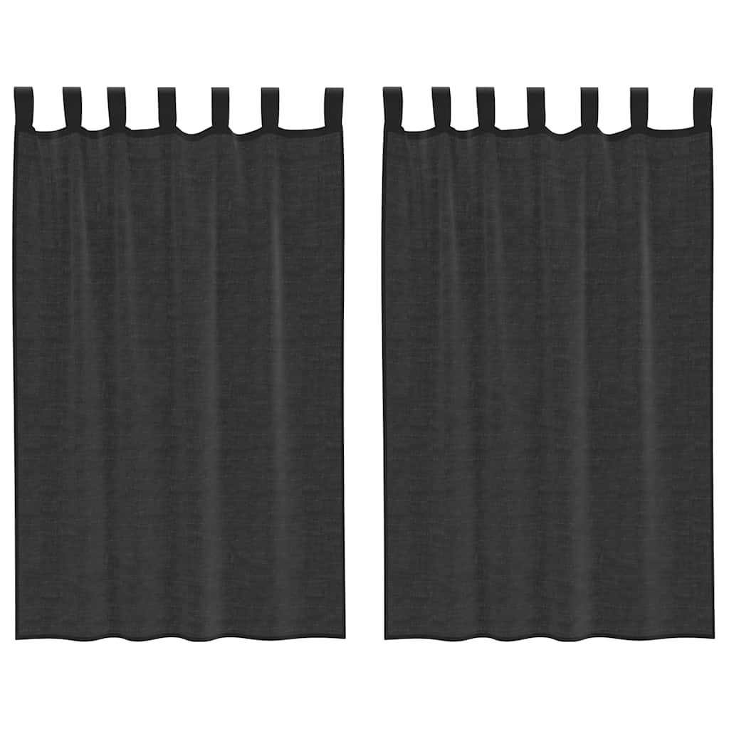 2 db fekete fátyolfüggönyök fülecske tetejével 140x260 cm