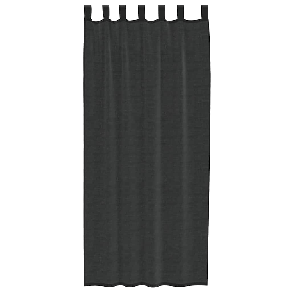 2 db fekete fátyolfüggönyök fülecske tetejével 140x260 cm