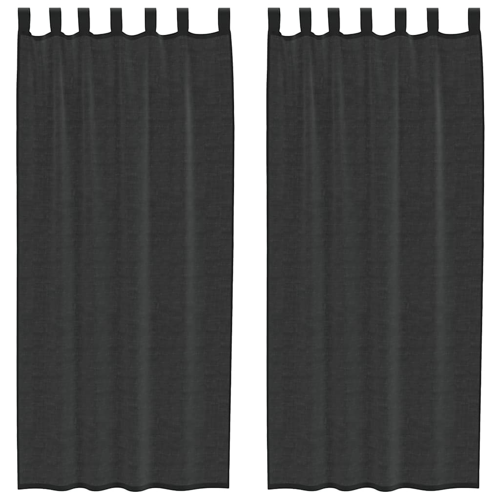 2 db fekete fátyolfüggönyök fülecske tetejével 140x260 cm