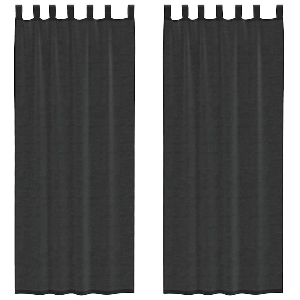 2 db fekete fátyolfüggönyök fülecske tetejével 140x260 cm