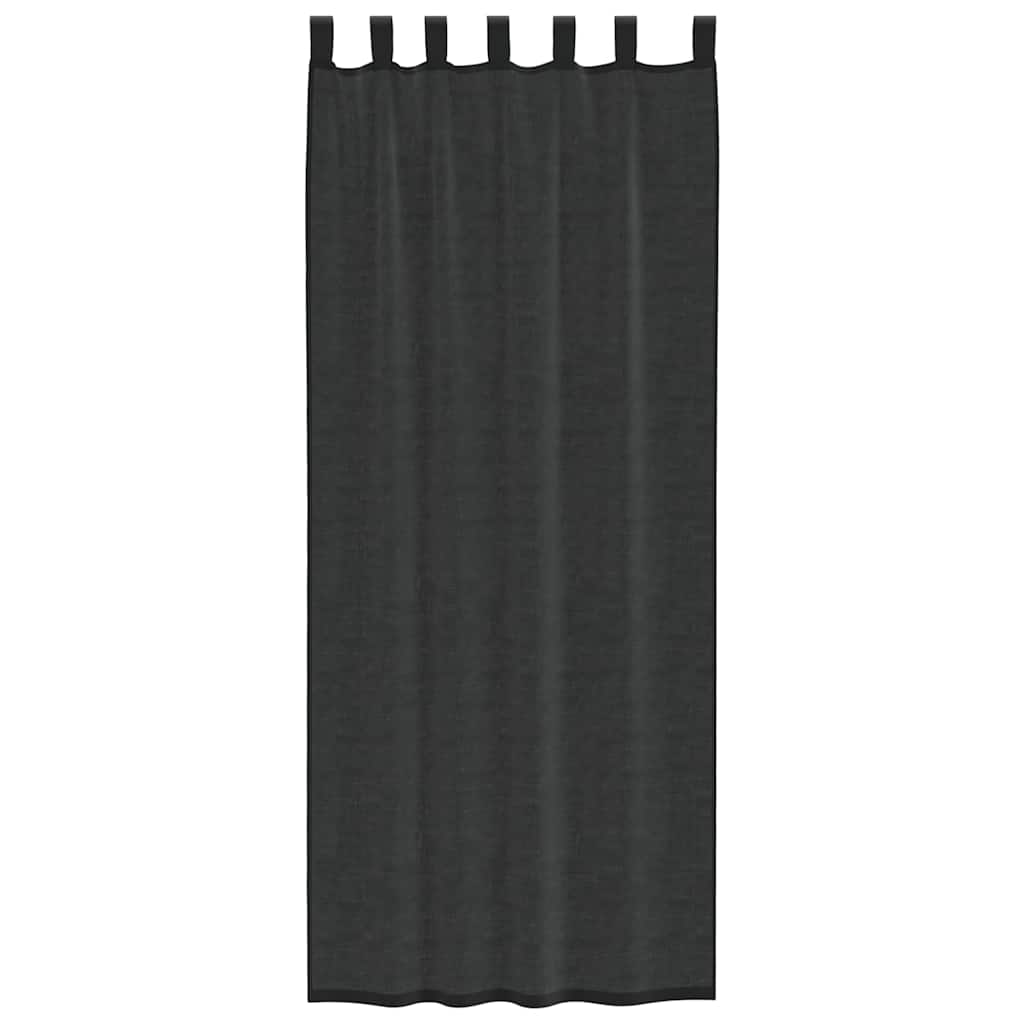 2 db fekete fátyolfüggönyök fülecske tetejével 140x260 cm