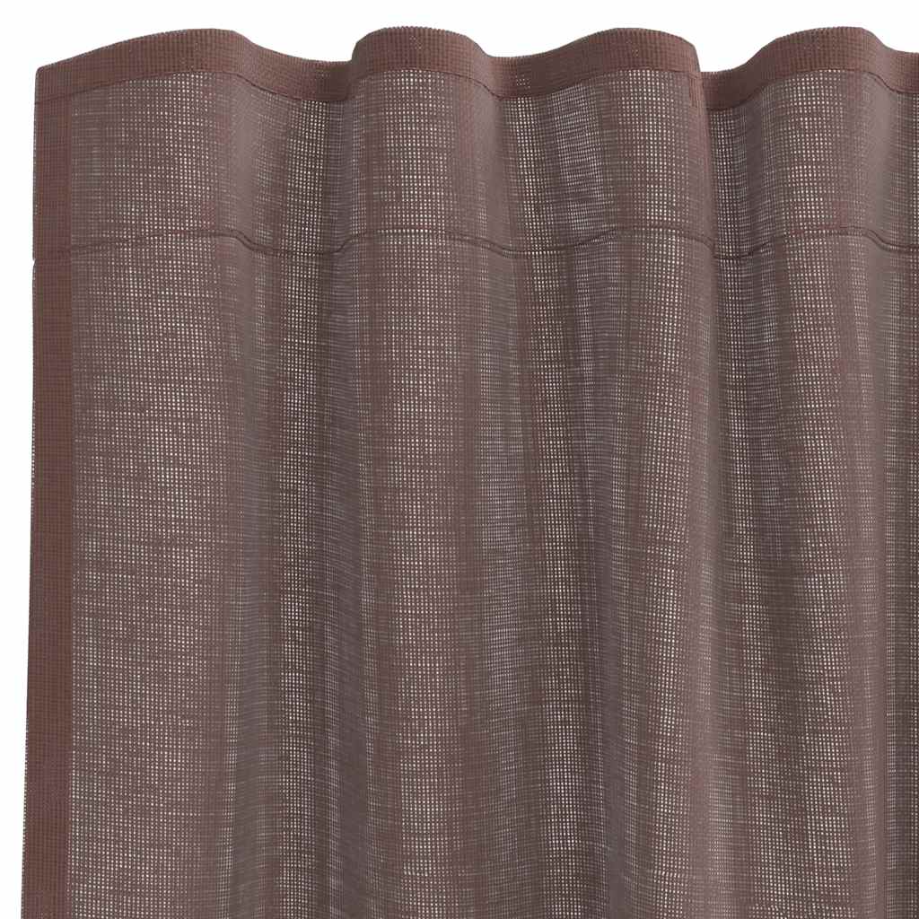 2 db barna fátyolfüggönyök fülecske tetejével 140x260 cm