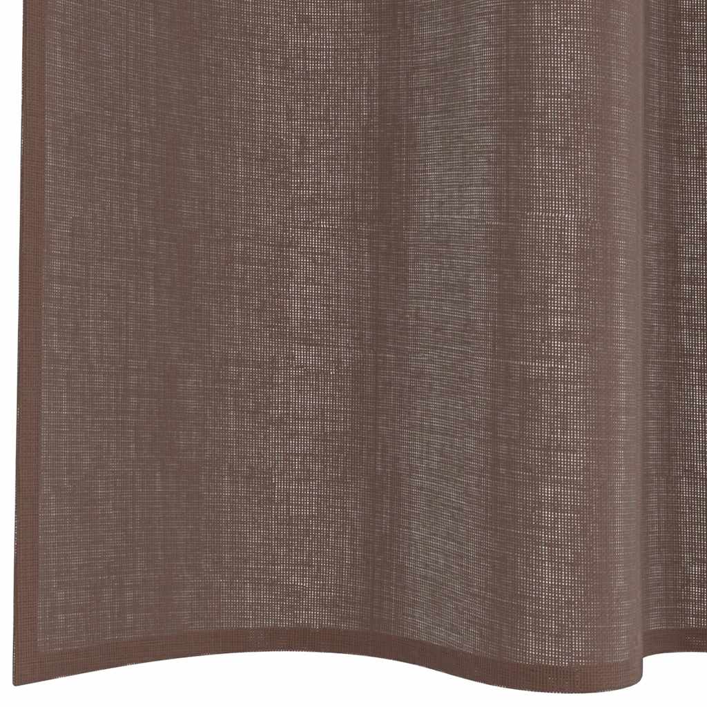 2 db barna fátyolfüggönyök fülecske tetejével 140x260 cm