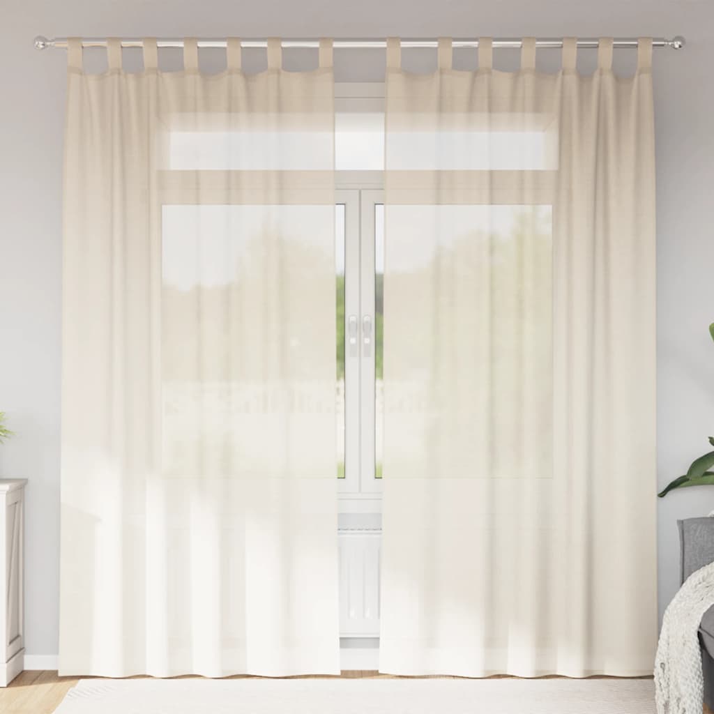 2 db krém színű fátyolfüggönyök fülecske tetejével 140x260 cm