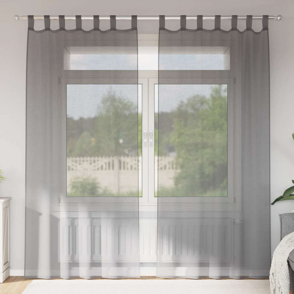 2 db sötétszürke fátyolfüggönyök hurokkal 140x225 cm