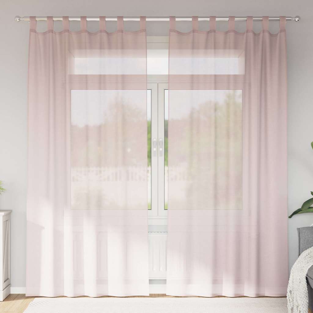 2 db világos rózsaszínű fátyolfüggönyök hurokkal 140x245 cm