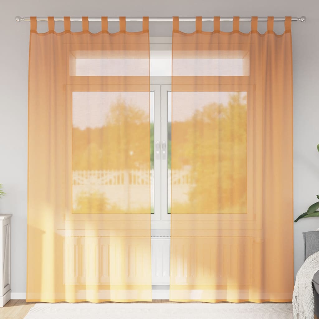 2 db narancssárga fátyolfüggönyök hurokkal 140x245 cm