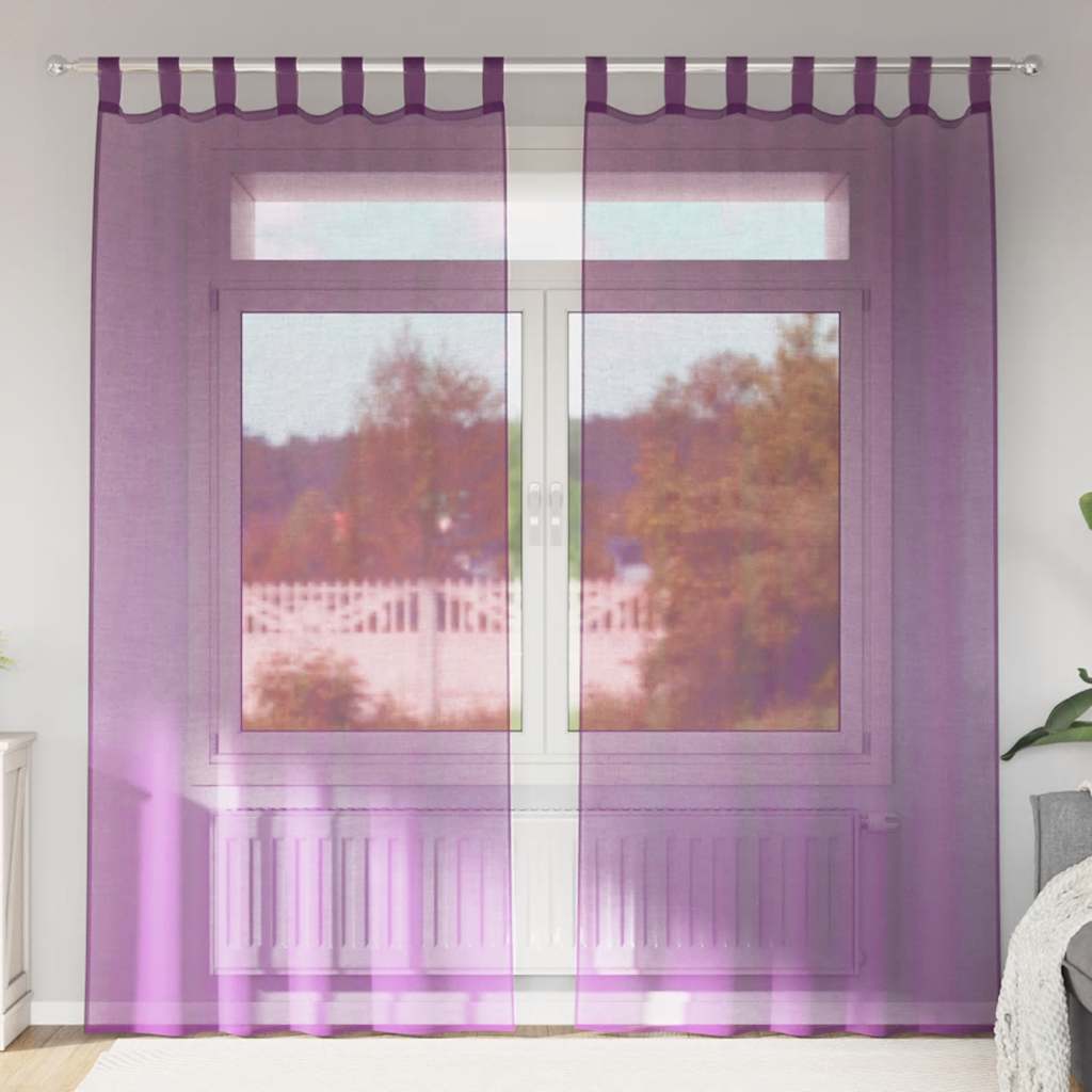 2 db lila fátyolfüggönyök hurokkal 140x225 cm