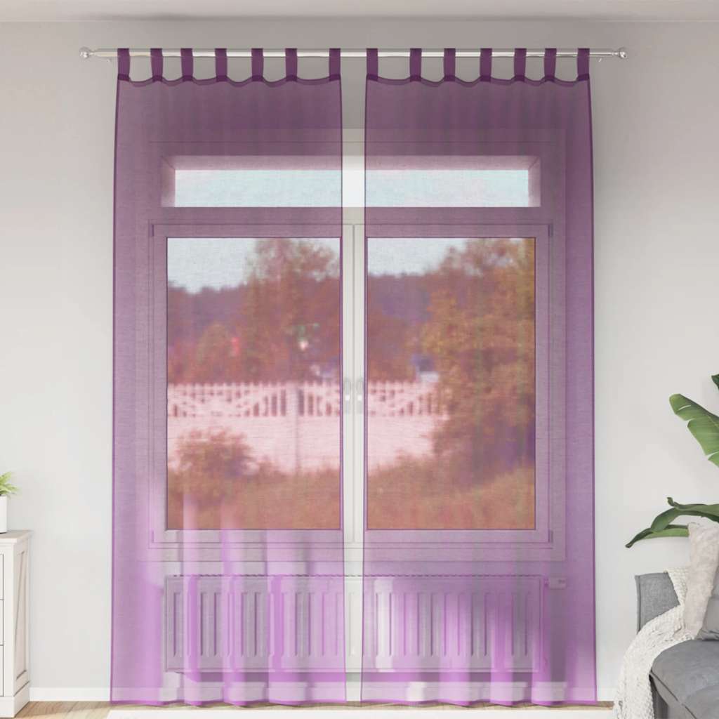 2 db lila fátyolfüggönyök hurokkal 140x260 cm