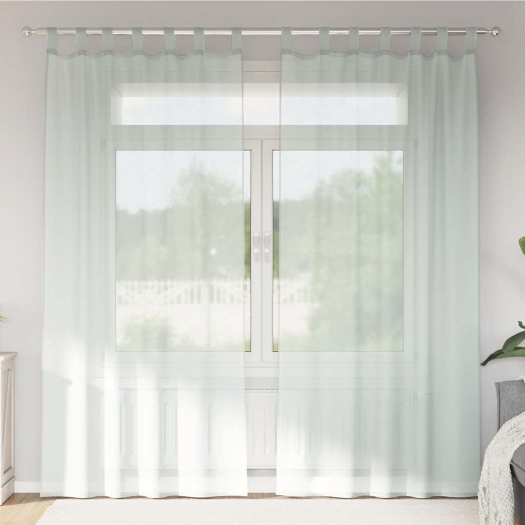 2 db világosszürke fátyolfüggönyök hurokkal 140x225 cm