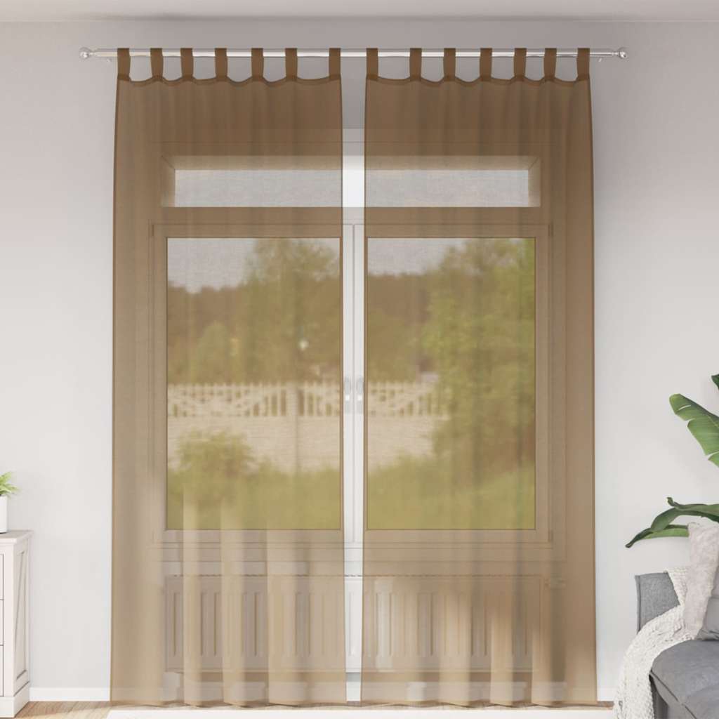 2 db világosbarna fátyolfüggönyök hurokkal 140x260 cm