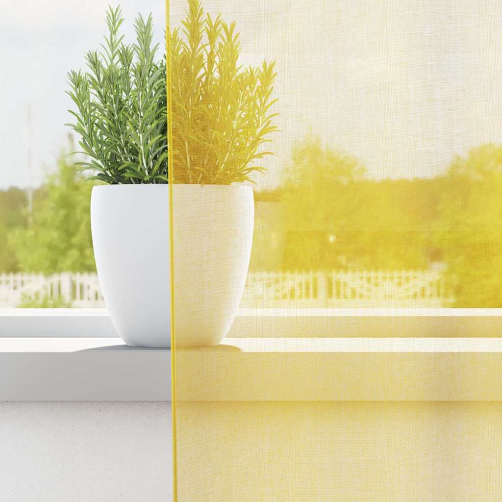 2 db sárga fátyolfüggönyök hurokkal 140x245 cm