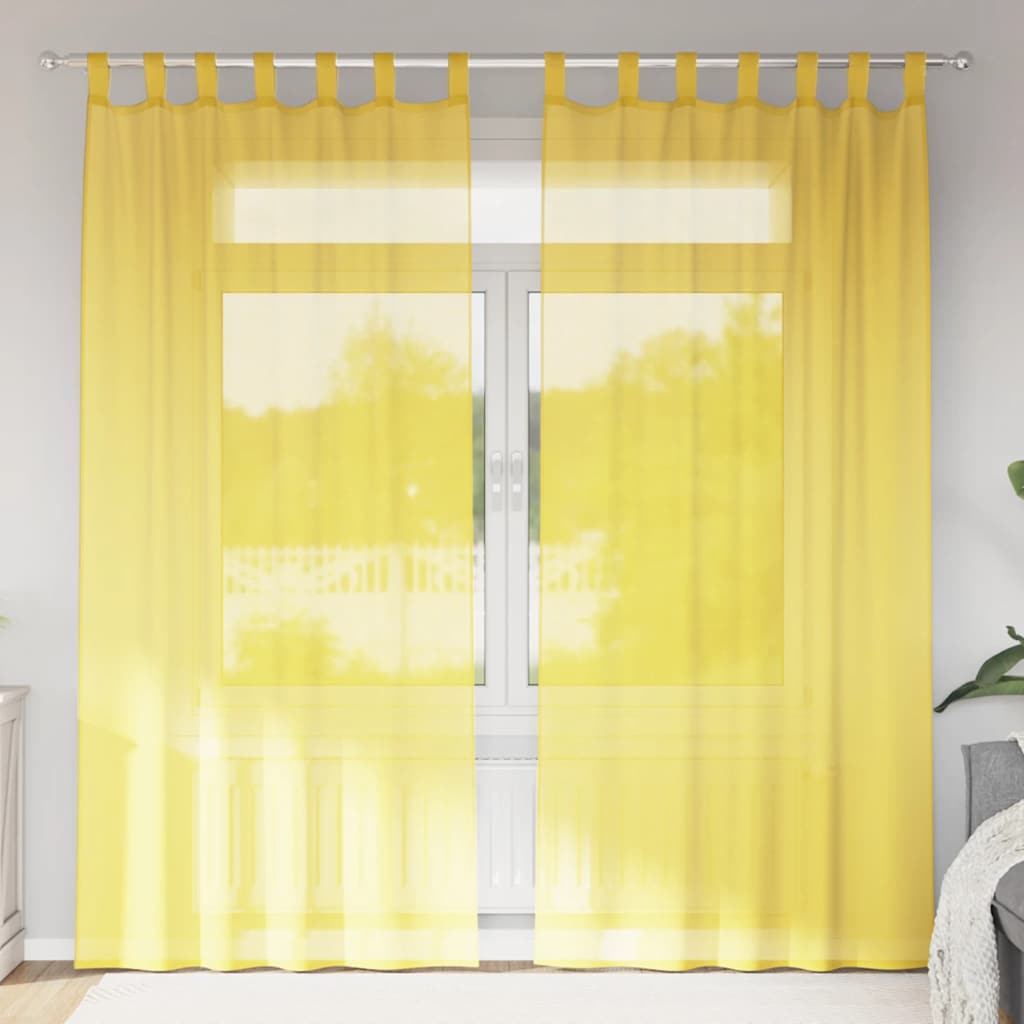 2 db sárga fátyolfüggönyök hurokkal 140x245 cm