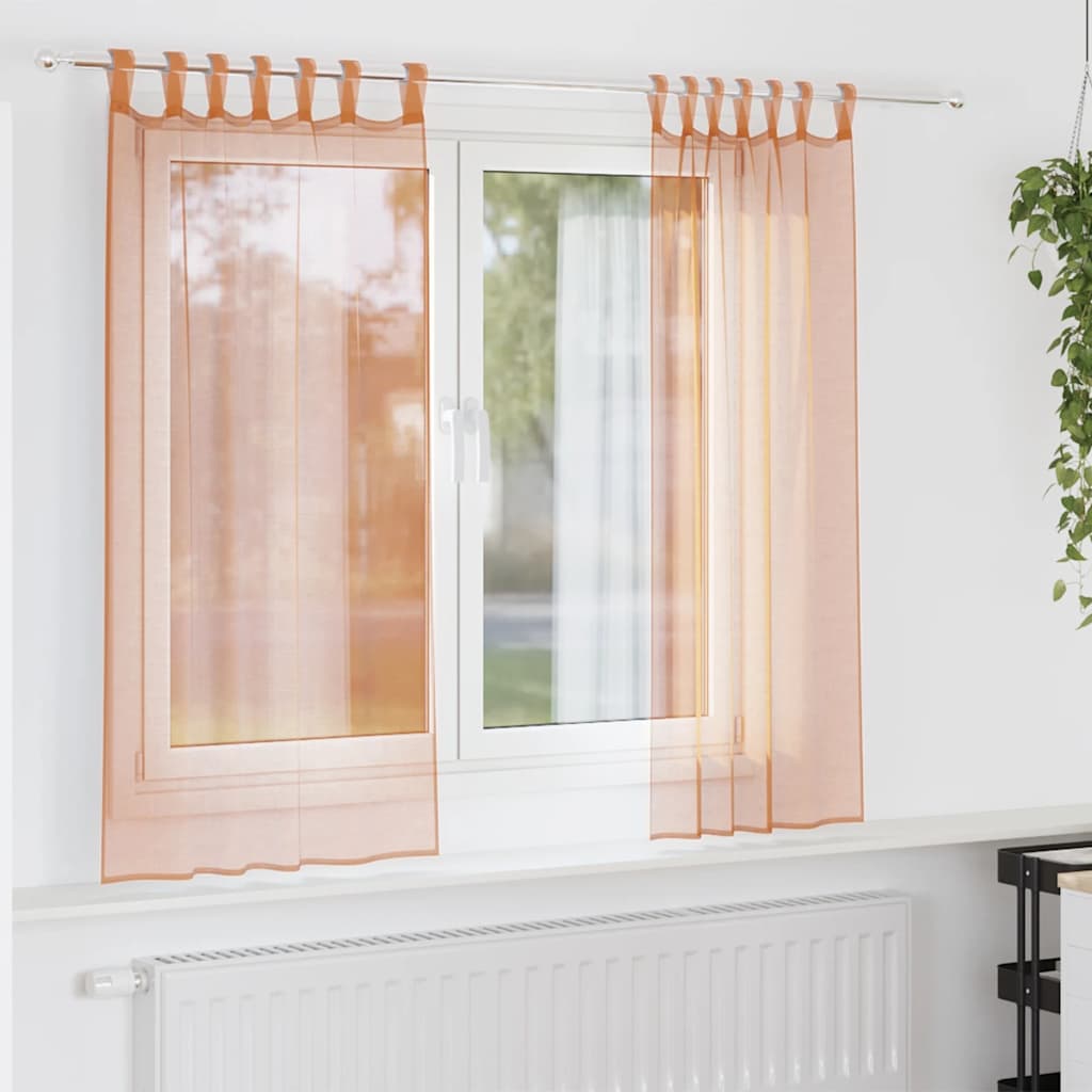 2 db terrakotta fátyolfüggönyök hurokkal 140x140 cm