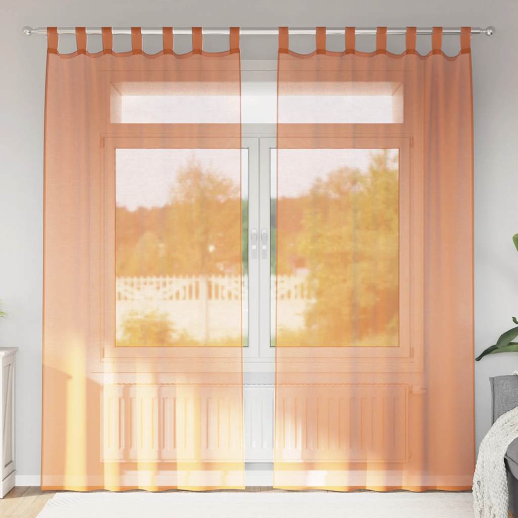 2 db terrakotta fátyolfüggönyök hurokkal 140x225 cm