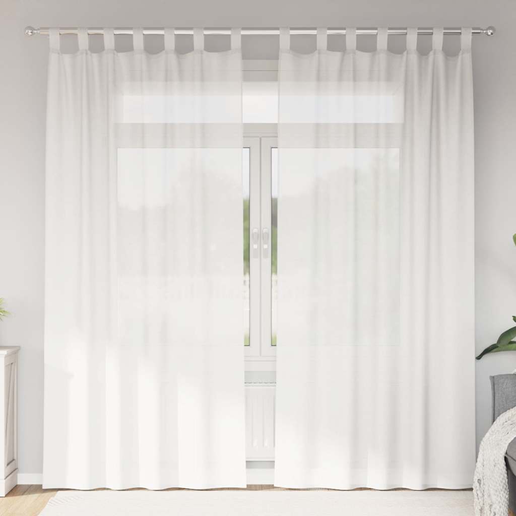 2 db fehér fátyolfüggönyök hurokkal 140x245 cm
