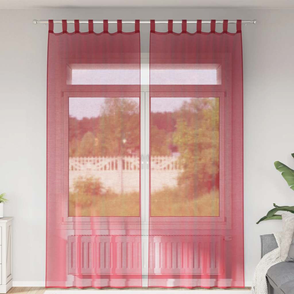 2 db borvörös fátyolfüggönyök hurokkal 140x260 cm