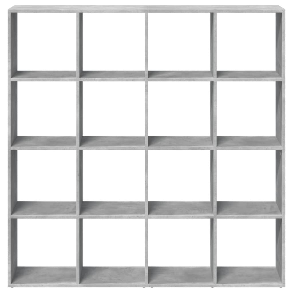 betonszürke szerelt fa könyvszekrény 137,5 x 29 x 137,5 cm