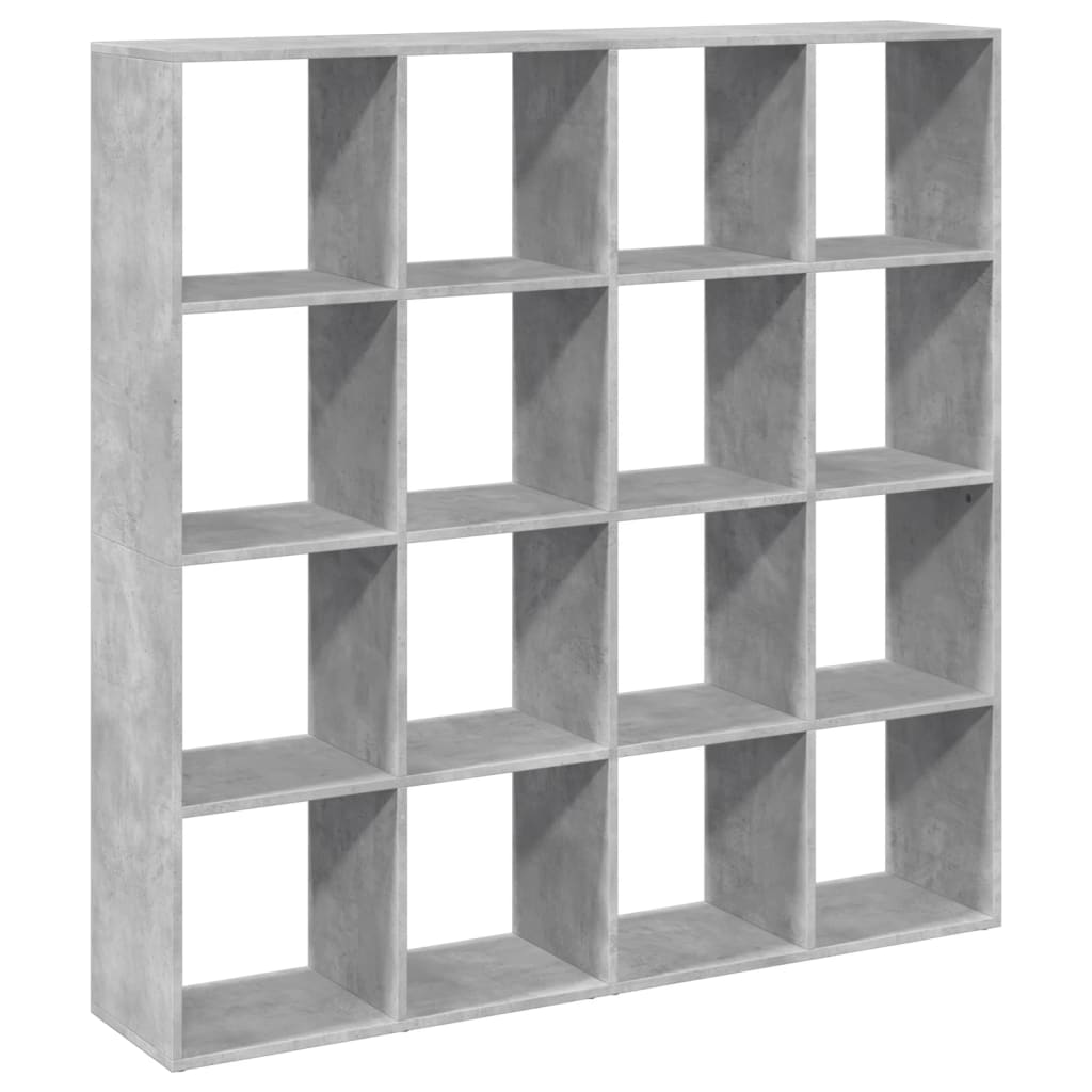betonszürke szerelt fa könyvszekrény 137,5 x 29 x 137,5 cm