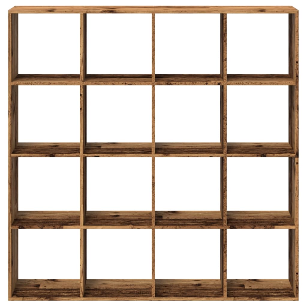 antik fa színű szerelt fa könyvszekrény 137,5 x 29 x 137,5 cm