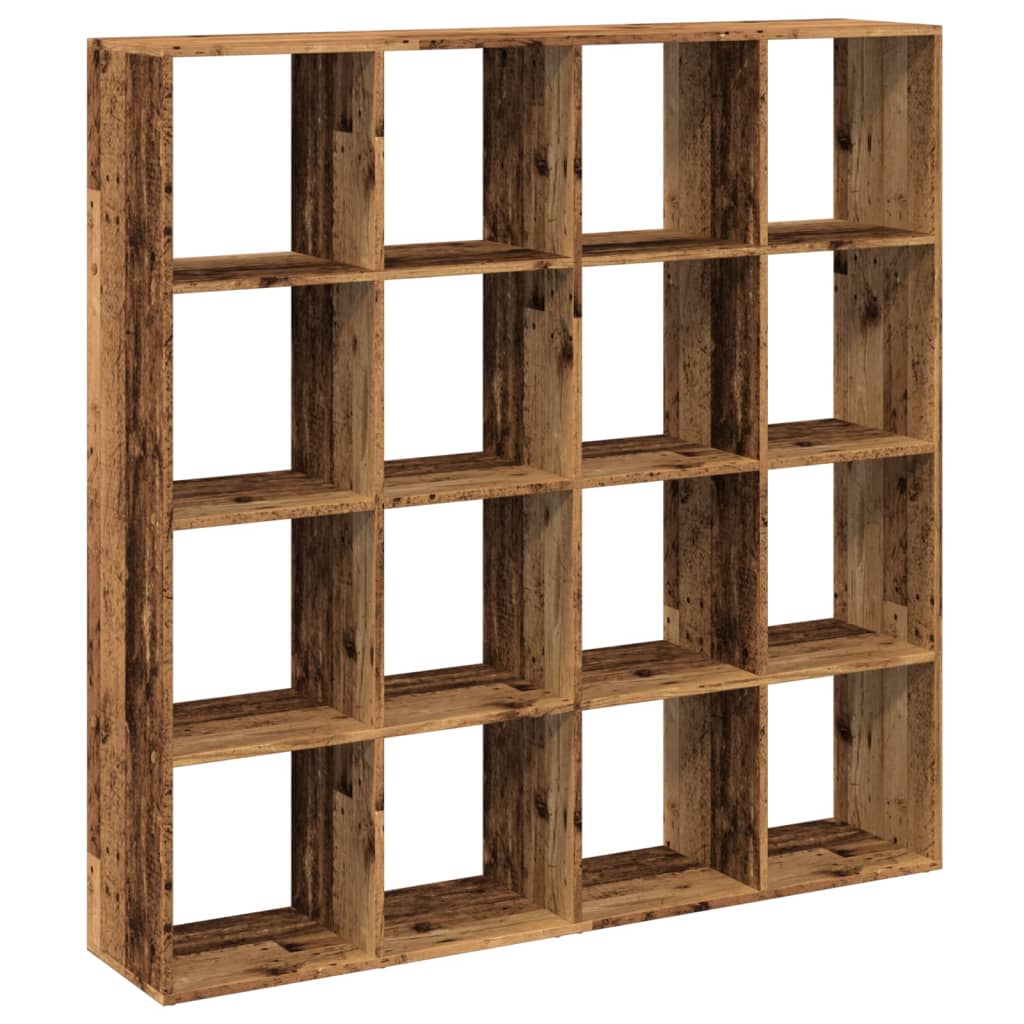 antik fa színű szerelt fa könyvszekrény 137,5 x 29 x 137,5 cm